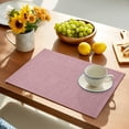 thumbnail image 3 of Nude Pink Placemats Set of 6, Farmhouse Burlap Placemats for Dining Table, Solid Pink Color Place Mats for Kitchen Tabletop, Modern Linen Texture Waterproof Wipeable Dining Table Mats Set, 3 of 8