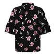 thumbnail image 4 of Blouse for Women V-Neck Layered Ruffle Sleeve Hibiscus Floral Graphic Print Relaxed Fit Lightweight Breathable Summer Fashion Casual Office Top, 4 of 7