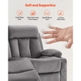 thumbnail image 5 of KFFKFF Dual Reclining Loveseat Sofa with Heating and Massage, Comfortable Velvet Electric Recliner with USB Ports, Cup Holders, and Side Pockets, Ideal for Living Room, Grey, 5 of 9