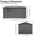 thumbnail image 5 of 10x12 Ft Metal Outdoor Storage Shed with Window, Vents & Padlock, Waterproof Garden Tool Shed with Built-In Hooks for Backyard, Lawn Equipment Organization, Grey, 5 of 6
