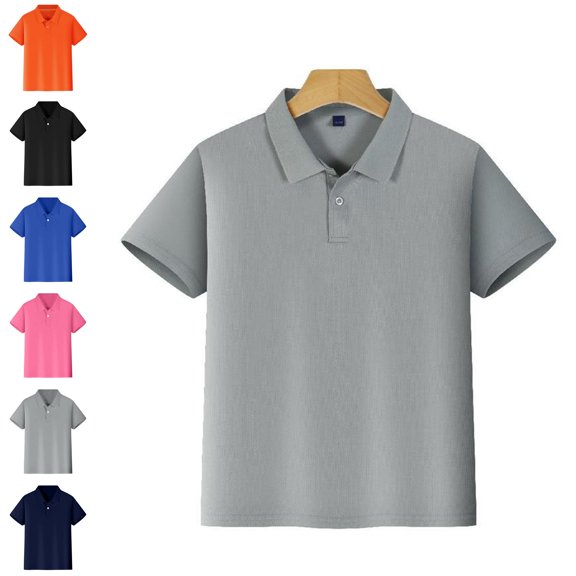Boys School Uniform Shirts Short Sleeve Kids Polo Shirts Boys Quick Dry Button Down Shirt 9-10 Years
