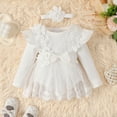 thumbnail image 2 of Gvdentm Baby Girls Clothes 12 to 18 Months Baby Girl Bodysuit Long Sleeve Halter Frill Romper One-piece Jumpsuit Lace Fall Winter Clothes Set(White,9-12 Months), 2 of 9