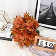 thumbnail image 3 of 2PCS Fall Leaves Stems Fake Fall Bushes Fake Silk Maple Leaves Branches Autumn Artificial Bushes Fall Floral Stems for Indoor Outdoor Table Centerpieces Christmas Thanksgiving Decor, 14.9in, 3 of 5