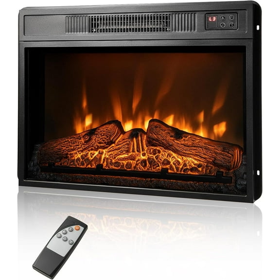 ORALNER Electric Fireplace Insert 23 Inch, Recessed Fireplace Heater w/ 3 LED Flame Effects, Remote Control & 6H Timer, Indoor Fireplace Insert for TV Stand, 1400W, Black (23 INCHE