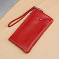 thumbnail image 3 of Wristlet Phone Purse Solid Color Portable Genuine Leather Card Wallet Zip Wallet, 3 of 10