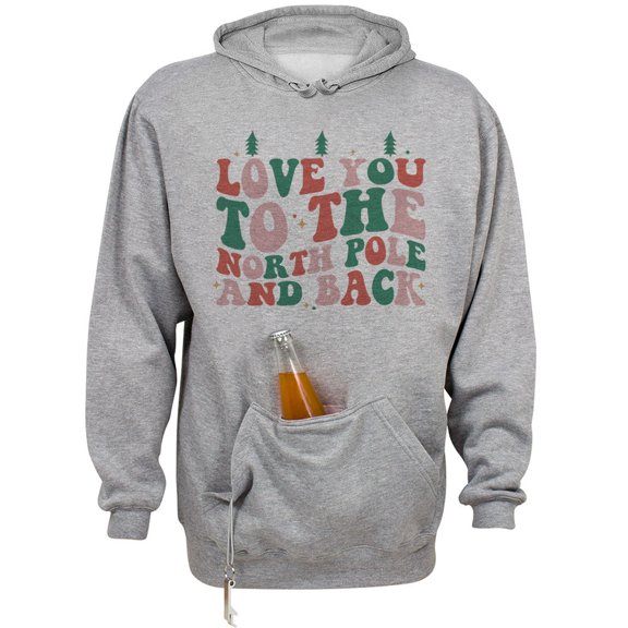 To the North Pole and Back Beer Holder Tailgate Hoodie Sweatshirt Unisex Large Oxford
