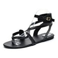 thumbnail image 6 of NGTEVOOS Women Summer Casual Sandals Cross Strap Flat Ankle Roman Shoes, 6 of 6