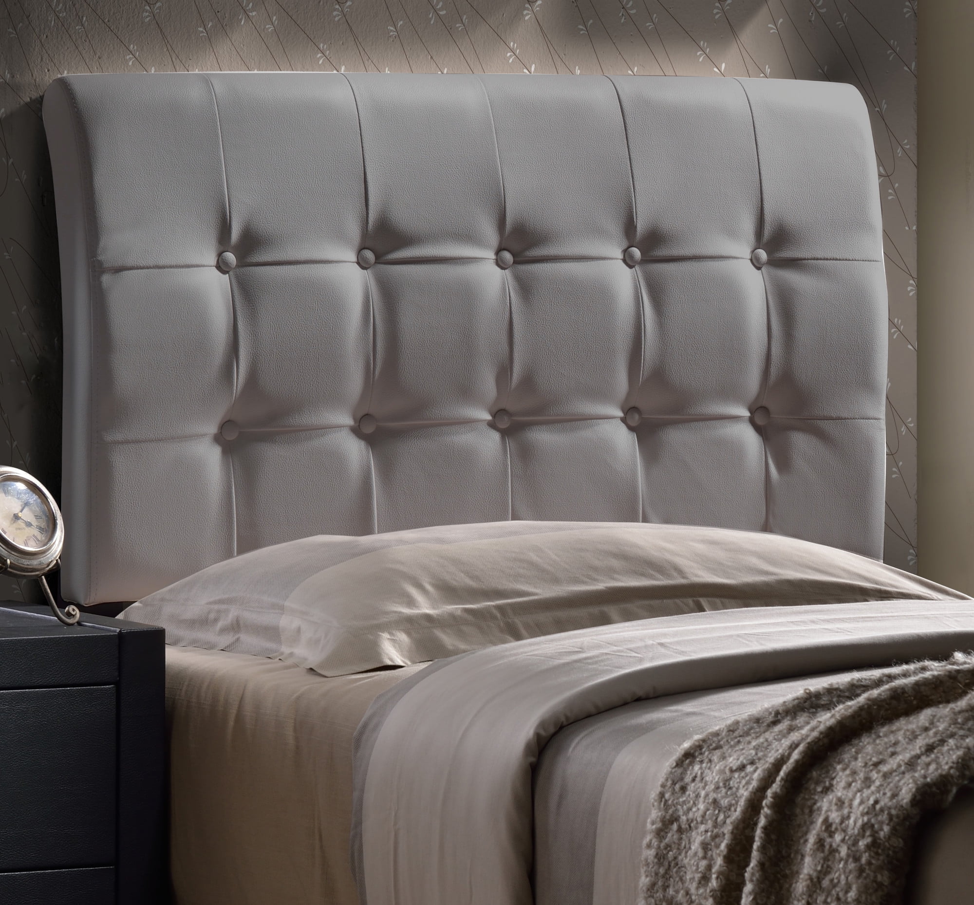 Hillsdale Furniture Lusso Twin Upholstered Headboard, Gray Faux Leather ...