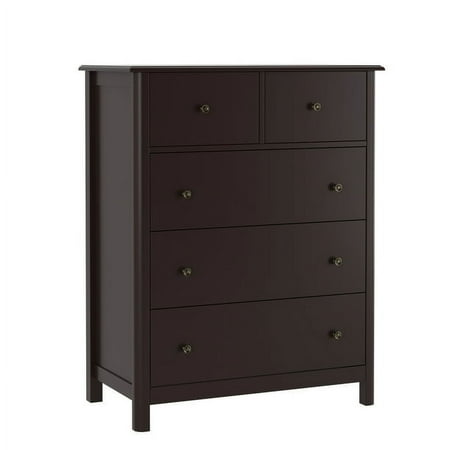 Homfa Horizontal Dresser  Brown Dresser of 5 Drawers for Bedroom  Modern Kid Dresser Chest of Drawers
