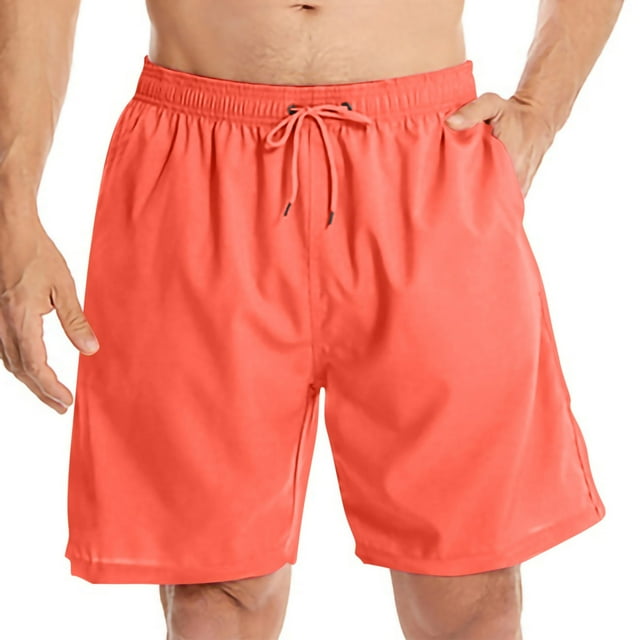 Tungbrin Men's Workout Running Shorts Plus Size Summer Linerless Quick-Dry Swim Short Beach Shorts with Pockets