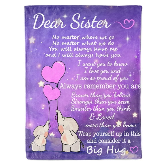 HiiKaa Sisters Blanket for Birthday Gifts,Soul Sister Big Sister Gifts for Girls,Sister Christmas Birthday Gifts,Sister Blanket 50X60" Purple