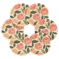 thumbnail image 7 of Yayeee 6 PCS Drink Coasters with Holder Set Woven Absorbent Round Tabletop Hot Pad, Watercolor Grapefruit, 7 of 7