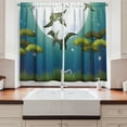 thumbnail image 2 of Ambesonne Dinosaur Kitchen Curtains, Flying Cartoon Animals, 55"x39", Green White Blue, 2 of 3