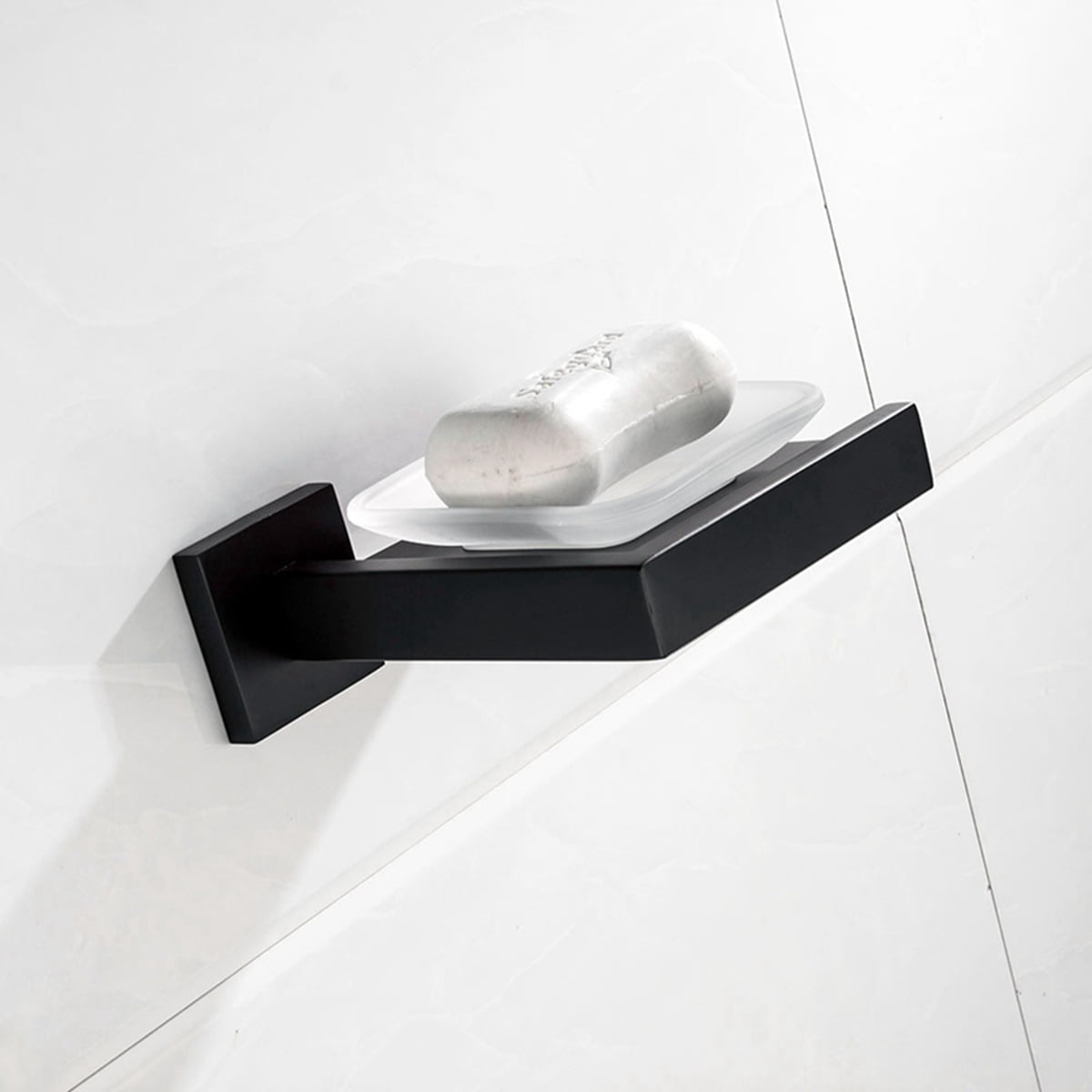 Private Jungle Soap Dish Rust-Proof 304 Stainless Steel Square Soap Holder with Removable Dish Silver Bathroom Accessories Soap Dispenser,Matte Black