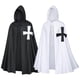 thumbnail image 2 of Capa de cruzado para Halloween, disfraz de caballero templario medieval, capa blanca y negra para adultos y niños., 2 of 4
