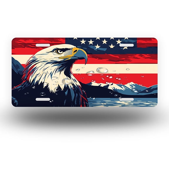 Graphic Eagle Profile Front License Plate, Metal License Plate, Funny Standard Plates Personalized Novelty Decorative For Men/Women/Boys/Girls Car 6×12 Inch