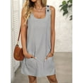thumbnail image 6 of Summer Dress for Women Sleeveless Tank Dress with Pockets Casual Short A Line Dress Crewneck Sundress 2025 Black L, 6 of 7