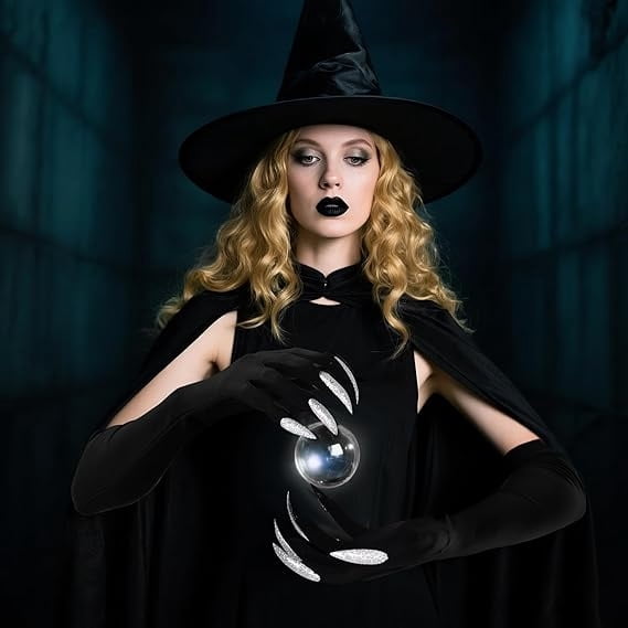 Halloween Claw Gloves with Long Fake Nails for Costume Parties and Stage Performances