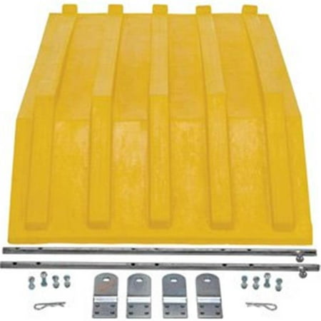 Hopper Lid - Vestil Manufacturing PLID-H-50-YL Yellow Plastic Lid for Triple-Bin Recycling Hopper