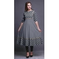 thumbnail image 2 of Bimba Robe Anarkali Grise à Pièces, Courbe Géométrique, Imprimé Diamant, Longue Robe Maxi, Kurtis Indiennes pour Femmes, Kurti Ethnique, XX-Grand, 2 of 5