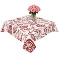 thumbnail image 2 of Boho Red Floral Table Cloth Waterproof Tablecloths, Vintage Farmhouse Paisley Plant Leaf Tablecloth Dining Table Cover for Kitchen Party Tabletop Outdoor, Square Tablecloth 60x60 Inch, 2 of 9
