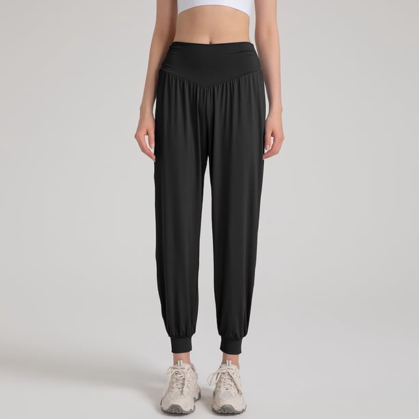 Pantalones deportivos para mujer, ajustados, de cintura alta, para yoga, holgados, para correr, fitness, de secado rápido
