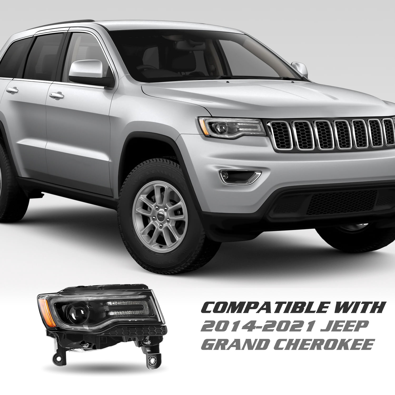 Black Headlights For 2014-2021 Jeep Grand Cherokee w/Bulbs&Ballast HID Lamp LH/RH