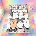 thumbnail image 5 of meiyoeat Cartoon Cute Cats King Sheets For Kids,Colorful Kawaii Kitten Print Bedding For Girls,4 Pieces, 5 of 6