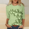 thumbnail image 2 of VALMASS 3/4 Sleeve St Patrick's Day Shirts Women Plus Size Crew Neck Graphic Tops Casual Loose T-Shirts (5XL, Mint Green), 2 of 5