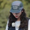 thumbnail image 2 of Mesh 5 Panel Running Cap with Go One More Embroidery and Short Brim Featuring Color Block Design Gray, 2 of 4