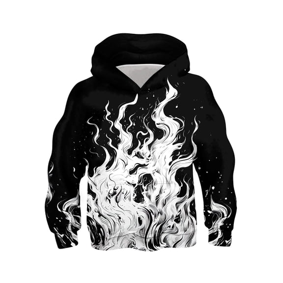 Byoo Toddler Boy Fire Graphic Hoodie Active Long-Sleeve Pullover Hooded Sweatshirt Outdoor Stylish Streetwear Clothes,2-3T