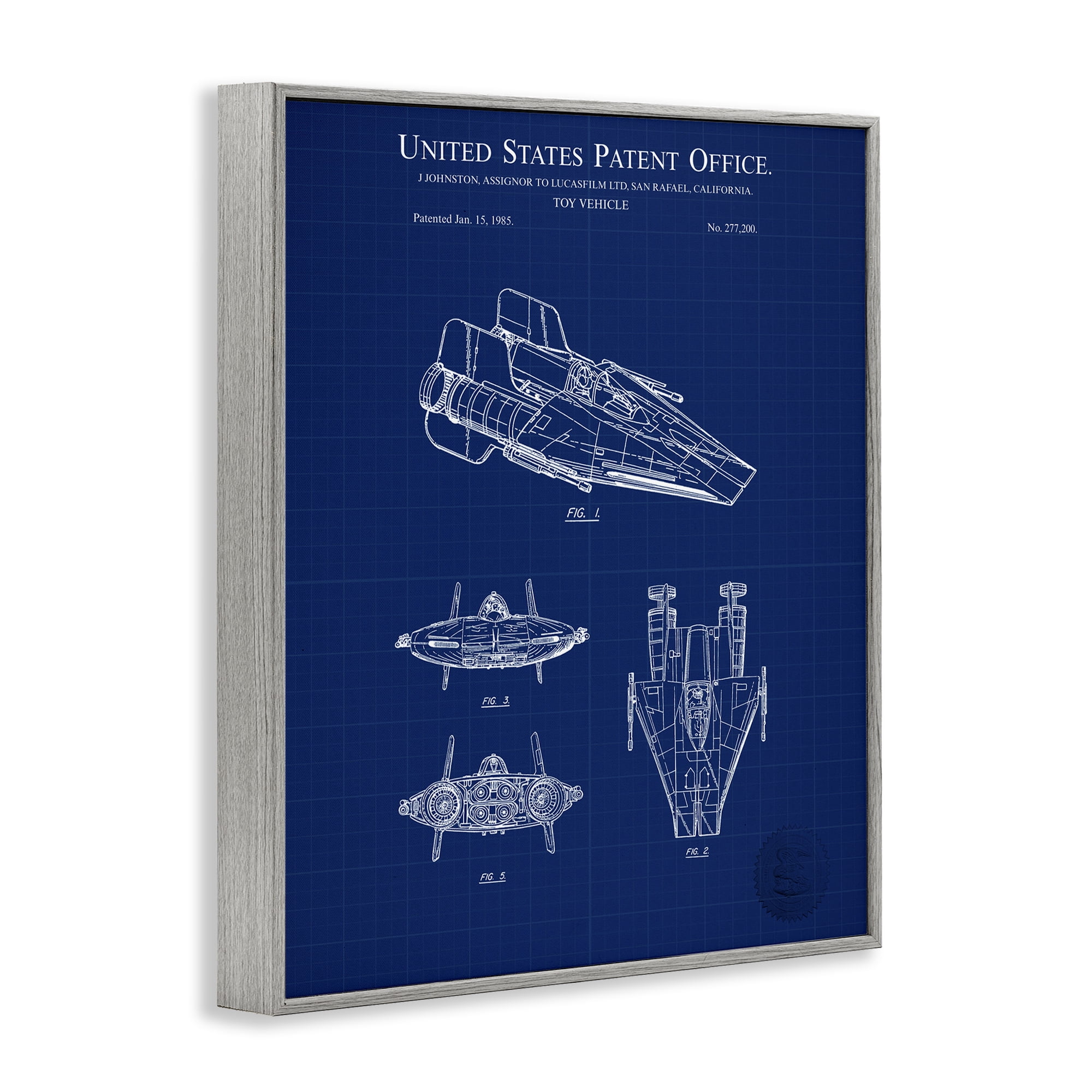 Stupell Industries Toy Vehicle Blueprint Transportation Painting Gray Framed Art Print Wall Art, 11 x 14