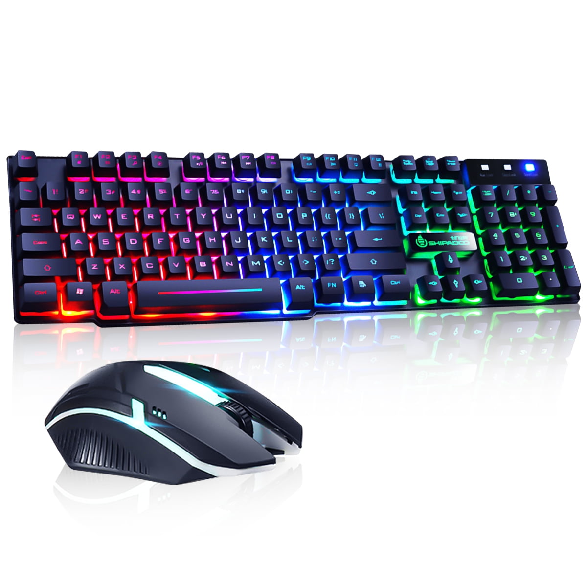 Wired USB Illuminated PC Ergonomic Gaming Keyboard LED and Wired Mouse Mice 