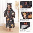 thumbnail image 3 of FORMRS Wearable Blanket Hoodie with Sleeves for Kids Cozy Flannel Sweatshirt, Black Floral Pattern, 3 of 7