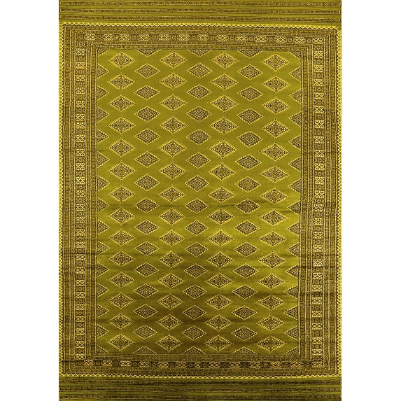 Ahgly Company Machine Washable Indoor Rectangle Oriental Yellow Industrial Area Rugs, 4' x 6'