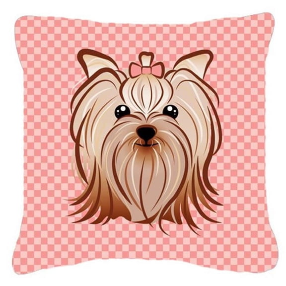 Dog Face Checkerboard Design Fabric Decorative Pillow