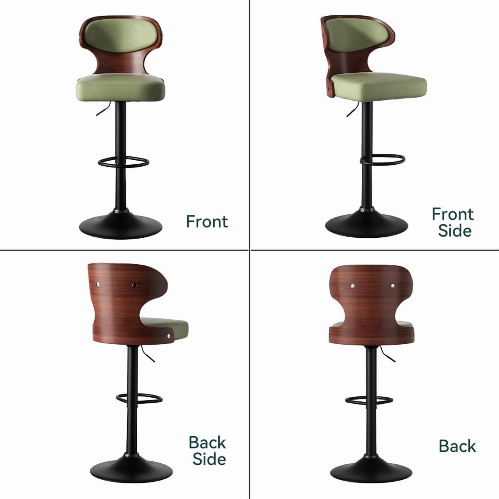 Daluvenix Set of 4 Wooden Swivel Bar Stool with Backrest, Counter Height Bar Chair for Kitchen & Dining Area, Green