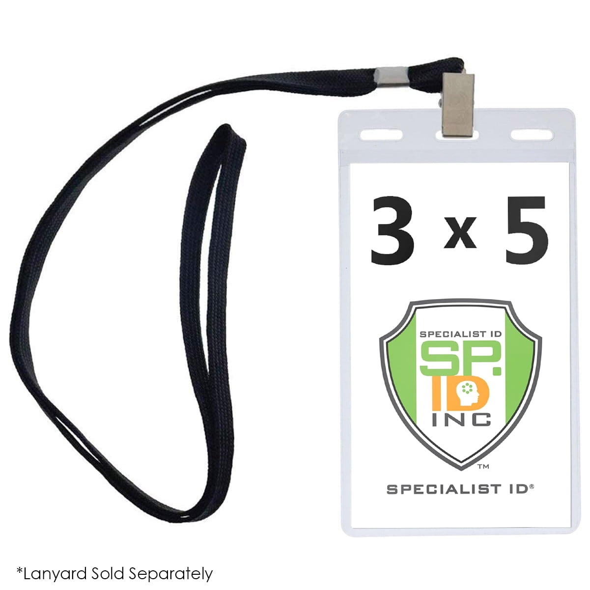 Bulk 100 Pack - Clear 3x5 Large Credential Badge Holder for Oversized 3 x 5 inch Credentials, Badges, Passes and Tickets  by Specialist ID