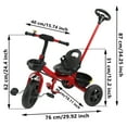 thumbnail image 2 of SAYFUT Kids' Tricycles Push Bike for 1-5 Years Old, Toddler Bicycle, Toddler Tricycle, Stroller Tricycle Walker With Retractable Push Handle,Safe Belt & 2 Storage baskets, 2 of 7