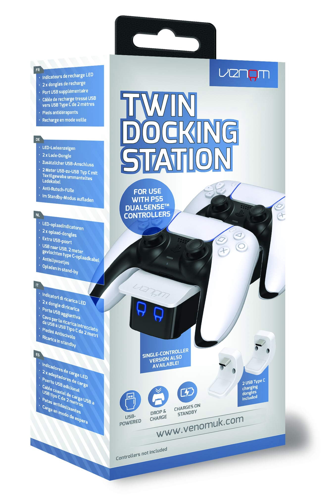 Venom PS5 Controller Twin Docking Station - White