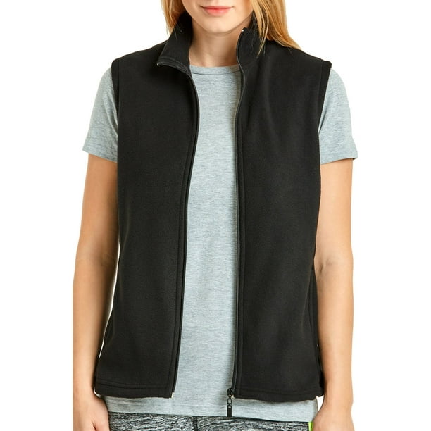 Doe alles met mijn kracht Standaard vervangen Women & Plus Lightweight Full Zip Up Soft Polar Micro Fleece Vest (Black,  M) - Walmart.com