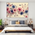 thumbnail image 4 of Mudket Pink Blue Floral Canvas Wall Art, Watercolor Flower & Butterfly Wall Decor, Framed Botanical Artwork for Living Room Bedroom Bathroom, Ready to Hang Farmhouse Floral Print - 12"L x 8"W, 4 of 10