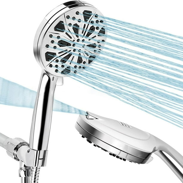Cabezal de ducha de mano | 10 modos de pulverización con pulverización saturante y lavado a presión | Alta presión y ahorro de agua | Multifuncional para el baño del hotel del gimnasio en casa