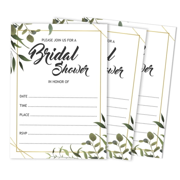 Inkdotpot 30 Bridal Shower InvitationsGreeneryWedding Fill-In Style Invites Blank Invites
