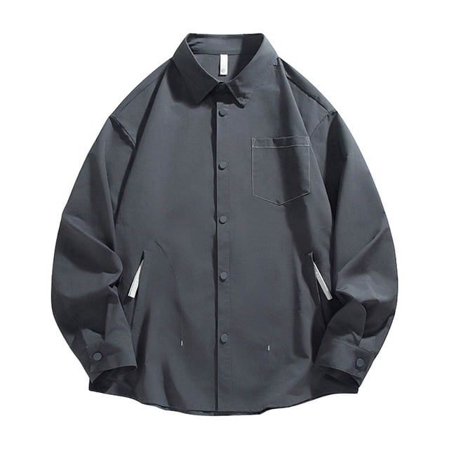 Ceisia Men's Oversized Drop-Shoulder Long Sleeve Shirts - Solid Color Casual Shirt Jacket Gray XXXL Gifts