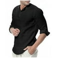 thumbnail image 2 of Fesfesfes Blouse Shirt for Men Button Trend Casual Shirts Cotton Linen Shirts Long Sleeve Shirts On Sale, 2 of 7