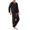 thumbnail image 2 of Honeii Cool Skull Western Cowboy Pattern Mens Pajamas Set,2pcs Men's Lounge Long Sleeve Sleep Shirt and Pajama Bottoms Sleepwear Set,Mens Pjs Sets-Large, 2 of 7