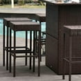 thumbnail image 3 of Resenkos 5 Pcs Rattan Wicker Bar Set, High Top Outdoor Table and Chairs, Bar Height Patio Set with Glass Table Top 2 Tier Storage Shelf, and 4 Bar Stools, Dark Brown, 3 of 11