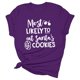 thumbnail image 2 of Gibobby Tops navideños para Mujer Camisetas estampado navideño para mujer, camisetas de manga corta, camisetas holgadas informales, camisetas de algodón(Morado,M), 2 of 5