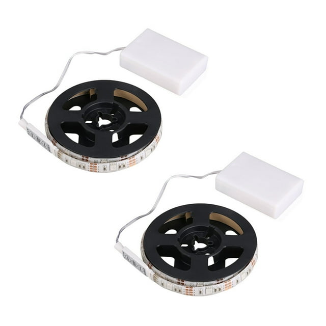 2X RGB Flexible LED Light Strip Waterproof IP65 15LEDs DC5V with Controller Battery-Powered, LED Tape(0.5M)